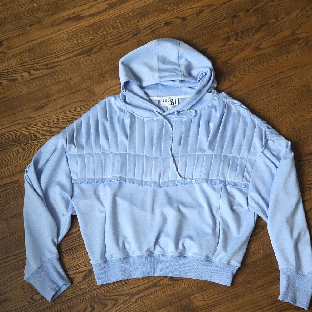 Light Blue Ruffle Hoodie